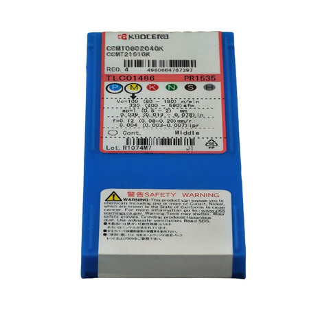 10 pc Kyocera CCMT060204GK PR1535 Turning Insert – group of inserts arranged neatly.