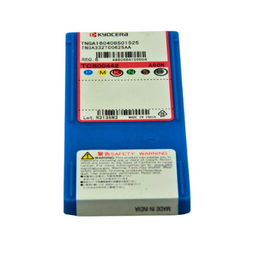 10pc Kyocera TNGA160408S01525 A66N – Ceramic Turning Insert (Heat-Resistant Alloy and Cast Iron Machining) packing with labels and warnings
