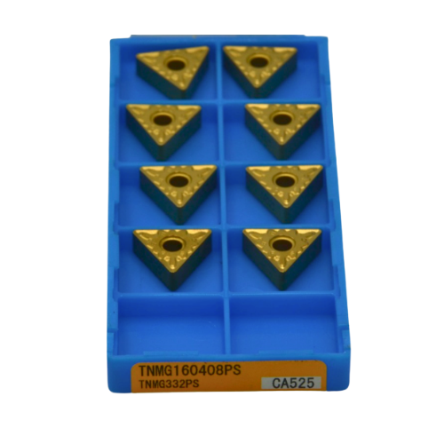 10 pc Kyocera TNMG160408PS CA525 Turning Insert (Medium Cutting, PS Chipbreaker) – Top-down view of insert showing sharp cutting edges and precision design.