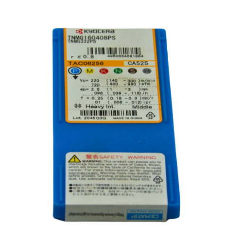 10 pc Kyocera TNMG160408PS CA525 Turning Insert (Medium Cutting, PS Chipbreaker) – Insert arranged in a set, showing uniform size and shape.