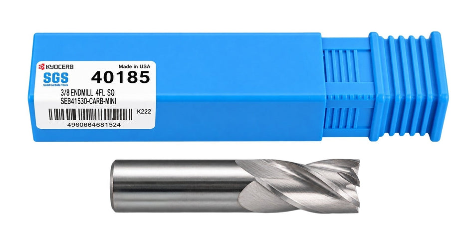 Kyocera SGS 40185 25mm 4 Flute Bright Uncoated Stub Carbide Square End Mill