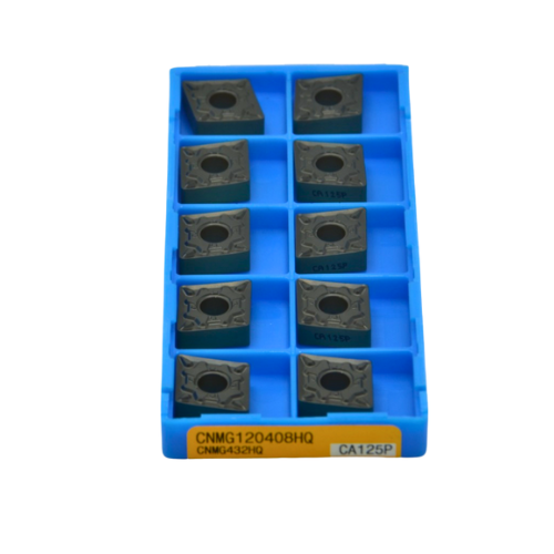 10 pc Kyocera CNMG120408HQ CA125P Turning Insert – top view showing HQ chipbreaker design.
