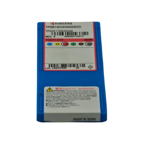 10pc Kyocera TPGN160304S00820 A66N – Ceramic Turning Insert (Negative Triangle, Finishing) Packaging Label