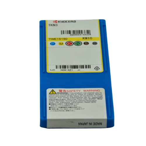 Side view of Kyocera TKN3 KW10 insert highlighting thickness and cutting edge profile
