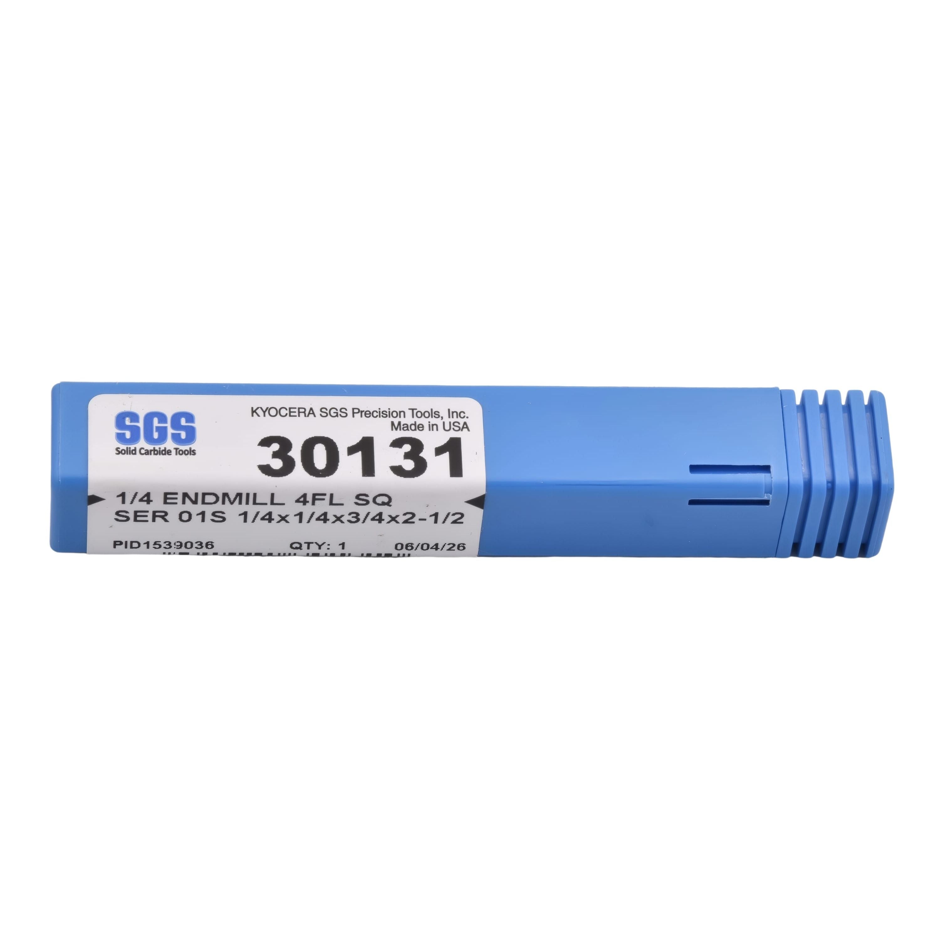 KYOCERA ASIA PACIFIC PTE LTD ENDMILL Kyocera SGS - 1/4" 4 Flute Uncoated Carbide End Mill Short Series