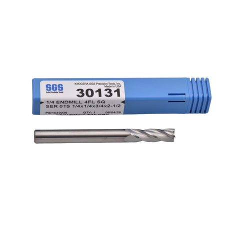 KYOCERA ASIA PACIFIC PTE LTD ENDMILL Kyocera SGS - 1/4" 4 Flute Uncoated Carbide End Mill Short Series
