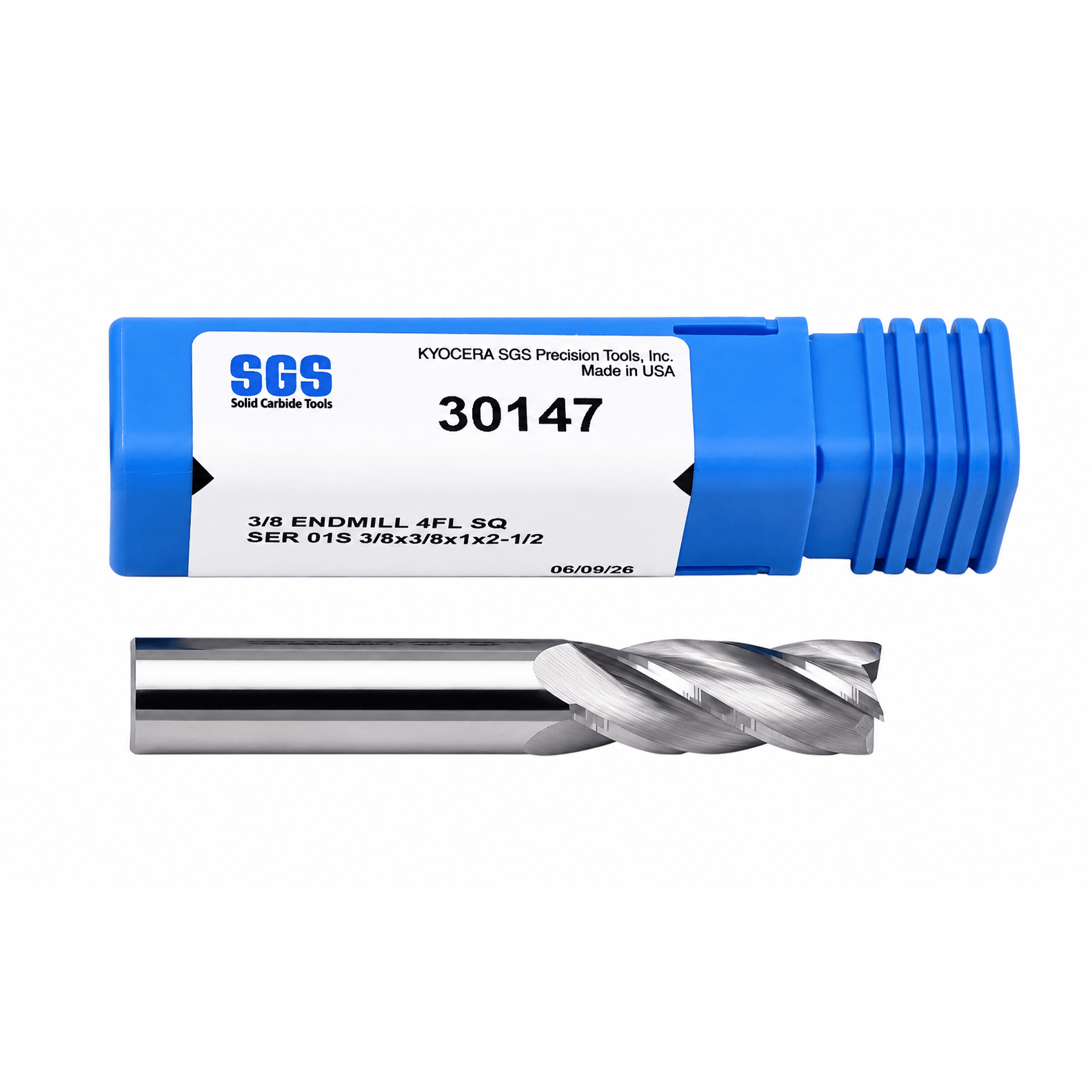 KYOCERA ASIA PACIFIC PTE LTD ENDMILL Kyocera SGS - 3/8" 4 Flute Uncoated Carbide End Mill Short Series