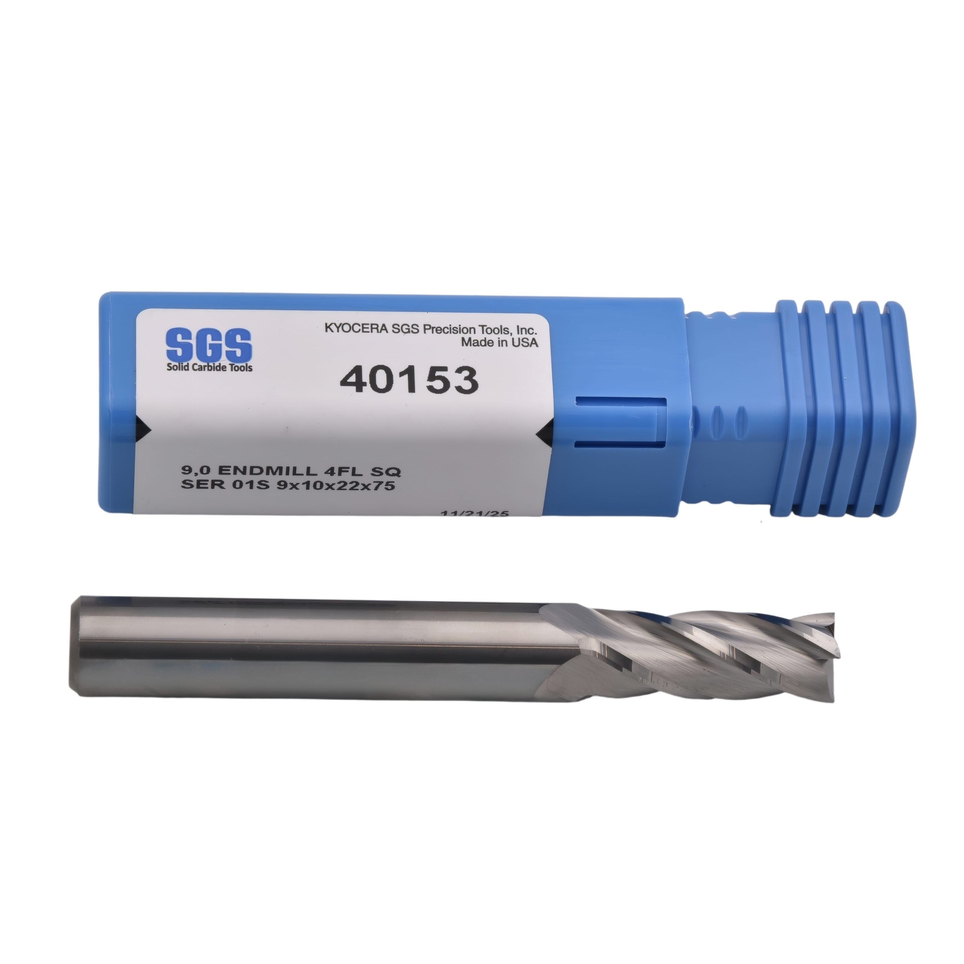 KYOCERA ASIA PACIFIC PTE LTD ENDMILL Kyocera SGS - 9.0mm 4 Flute Uncoated Carbide End Mill Short Series