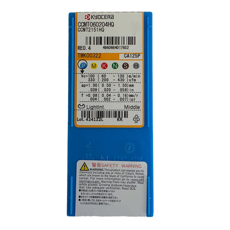 Kyocera Boring Bars Kyocera S08X-SCLCR06-10A Boring Bar paired with 10pcs CCMT060204HQ CA125P inserts