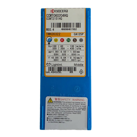 Kyocera Boring Bars Kyocera S10L-SCLCR06-12A Boring Bar paired with 10pcs CCMT060204HQ CA125P inserts