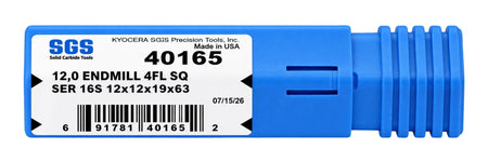 Kyocera SGS 40165 12mm 4 Flute Uncoated Stub Carbide Square End Mill - Twin Eagle Imports