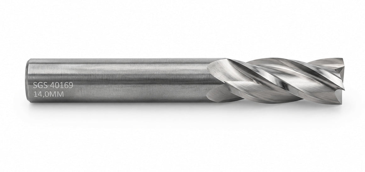 Kyocera SGS 40169 14mm 4 Flute Bright Uncoated Carbide Square End Mill , - Twin Eagle Imports