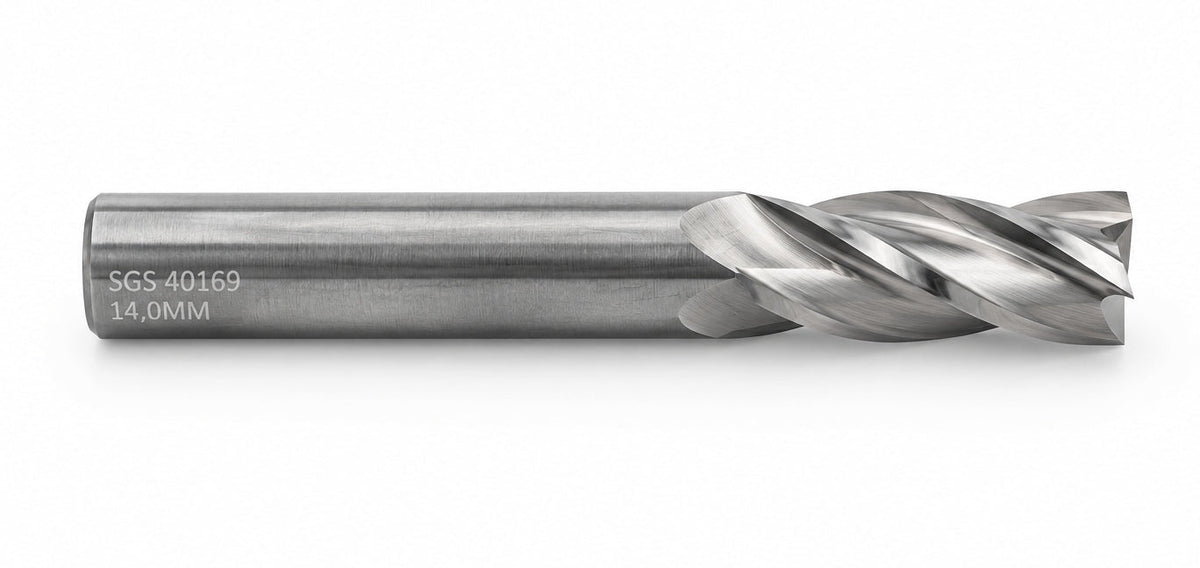 Kyocera SGS 40169 14mm 4 Flute Bright Uncoated Carbide Square End Mill , - Twin Eagle Imports
