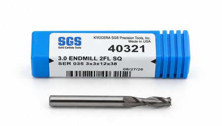 Kyocera SGS 40321 3mm 2 Flute Bright Uncoated Long Carbide Square End Mill - Twin Eagle Imports