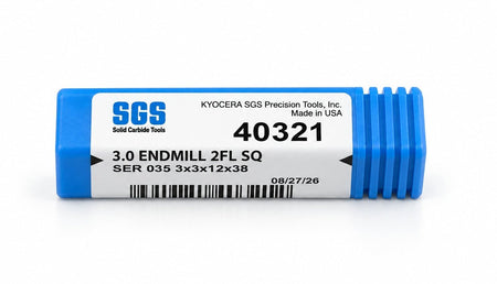 Kyocera SGS 40321 3mm 2 Flute Bright Uncoated Long Carbide Square End Mill - Twin Eagle Imports
