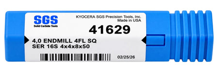 Kyocera SGS 41629 4mm 4 Flute Bright Uncoated Stub Carbide Square End Mill - Twin Eagle Imports