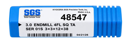 Kyocera SGS 48547 3mm 4 Flute Ti-NAMITE-A AlTiN Coated Carbide Square End Mill - Twin Eagle Imports