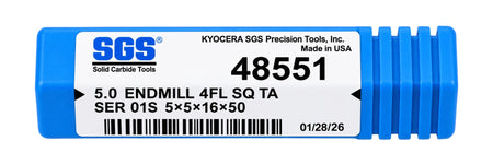 Kyocera SGS 48551 5mm 4 Flute Ti-NAMITE-A AlTiN Coated Carbide Square End Mill - Twin Eagle Imports