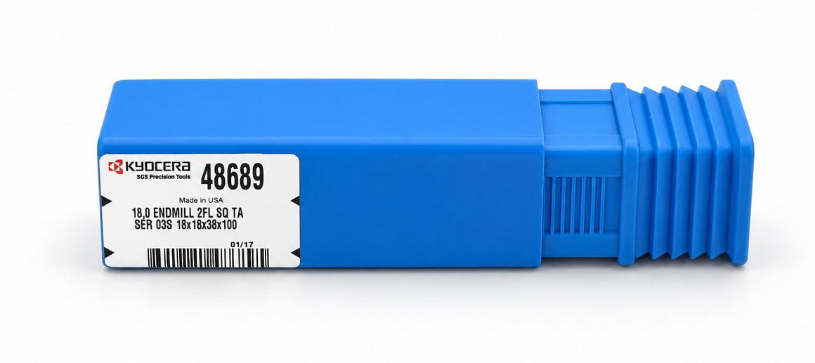 Kyocera SGS 48689 18mm 2 Flute Ti-NAMITE-A AlTiN Coated Carbide Square End Mill - Twin Eagle Imports